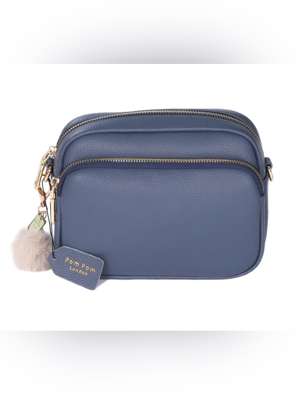 POM POM LONDON ORIGINAL Bag ~ DENIM BLUE ORANGE BRAND NEW